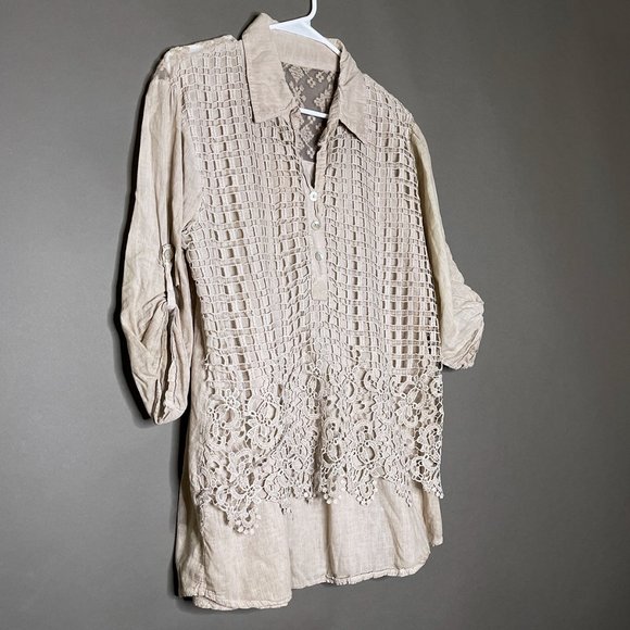 No Label - Taupe/Cream Tunic Crochet‎ Design - Picture 1 of 13